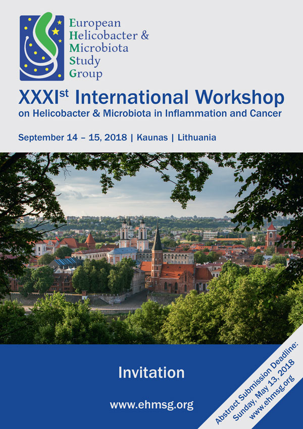XXXIst International Workshop on Helicobacter & Microbiota in Infl ammation and Cancer September 14 – 15, 2018 | Kaunas | Lithuania