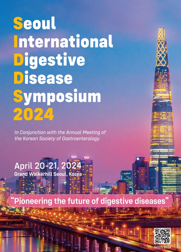 THE KOREAN SOCIETY OF GASTROENTEROLOGY SEOUL INTERNATIONAL DIGESTIVE DISEASE SYMPOSIUM 2024 (SIDDS 2024) IN CONJUNCTION WITH THE ANNUAL MEETING OF THE KOREAN SOCIETY OF GAST,  April 20-21, 2024, at Grand Walkerhill Seoul