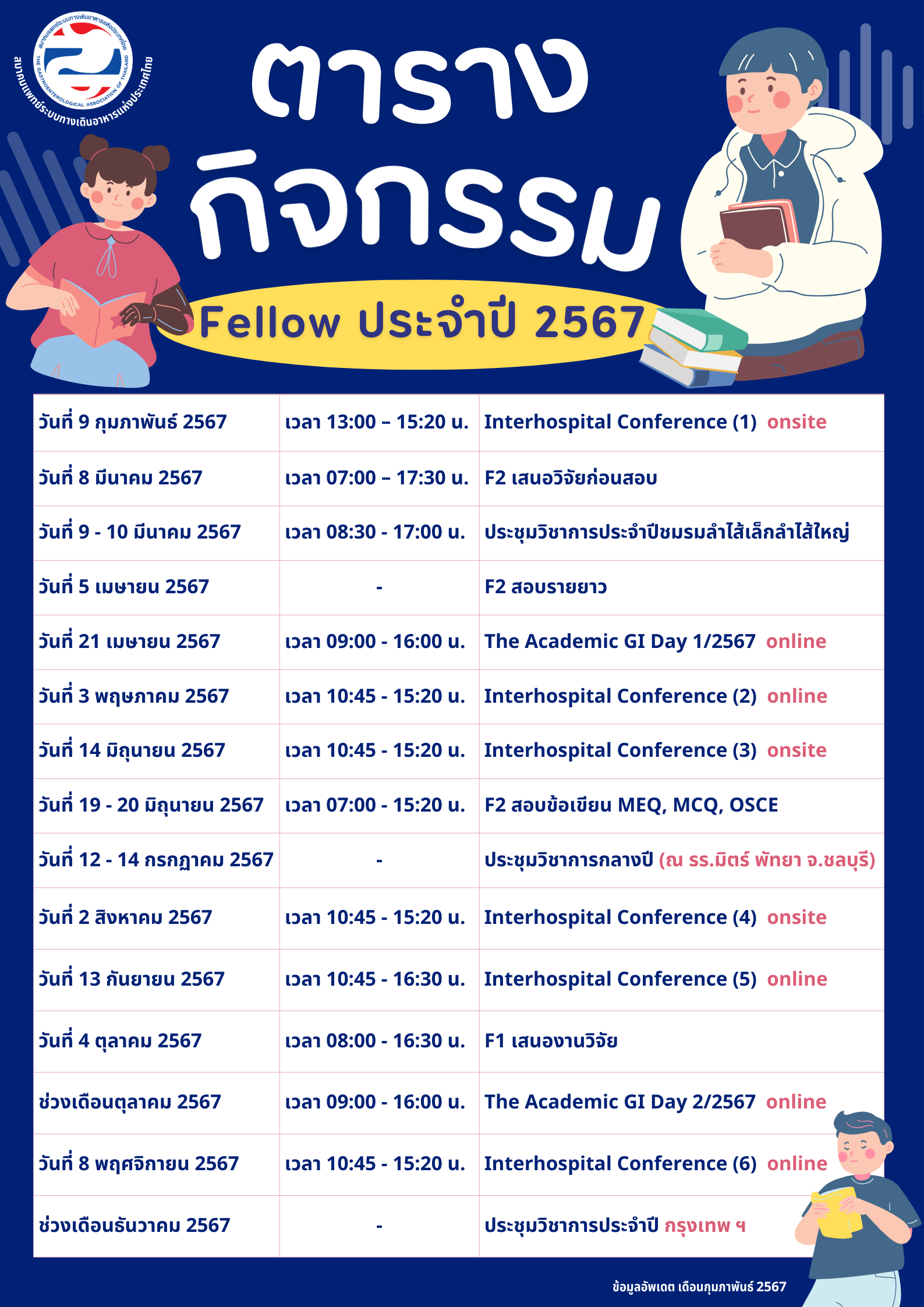 ตารางกิจกรรม Fellow ประจำปี 2567